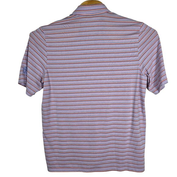 Criquet Men's Polo Shirt Size Large Short Sleeve Lavender Striped - Picture 3 of 10